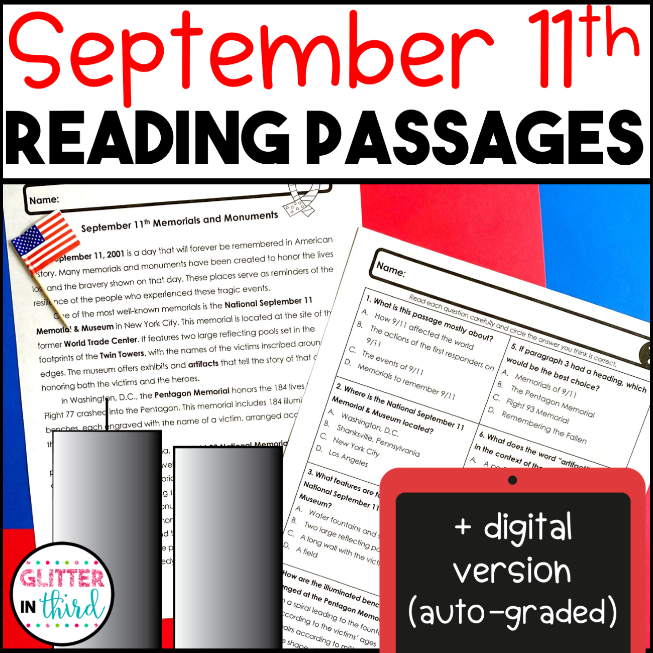 September 11 Patriot Day Reading Comprehension Passages Activities with regard to Patriot Day Reading Comprehension Worksheet