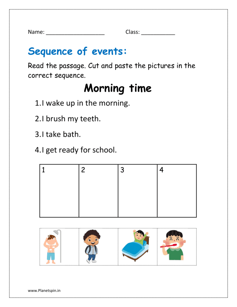 Sequence Of Events Worksheets | Planetspin.in with regard to Reading Comprehension Sequencing Worksheets