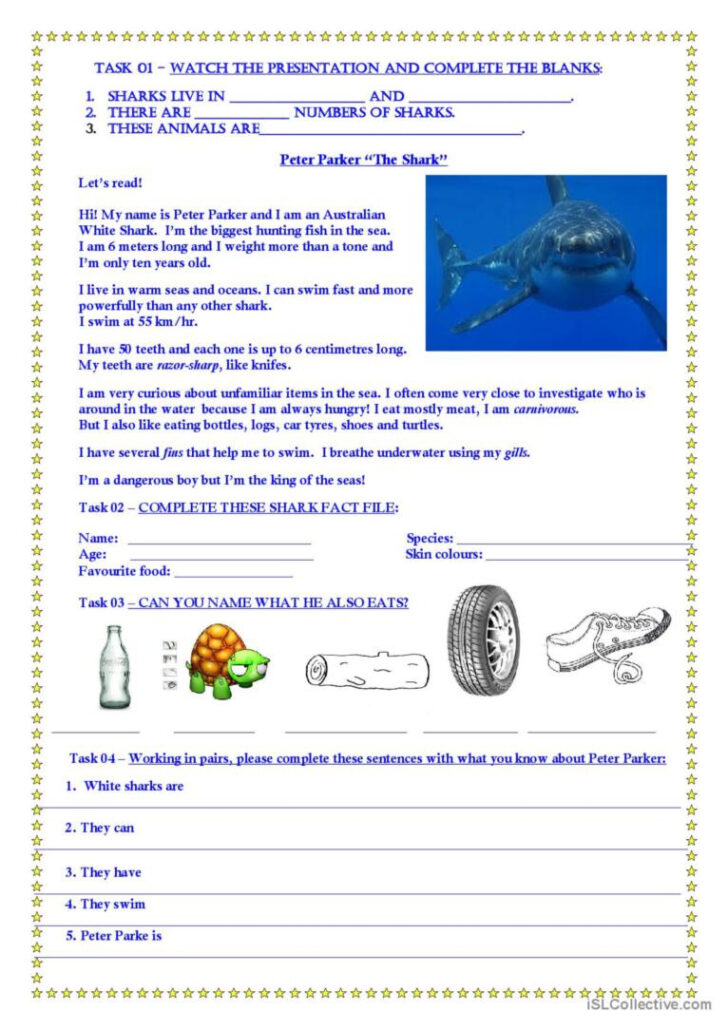 Free Shark Reading Comprehension Worksheets
