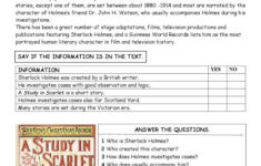 Sherlock Holmes - Easy Reading Findi…: English Esl Worksheets Pdf with Sherlock Holmes Reading Comprehension Worksheets