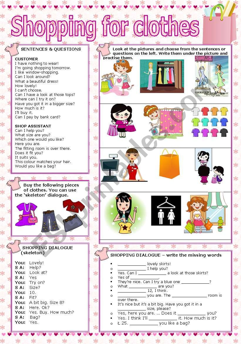 Shopping For Clothes - Esl Worksheettecus regarding Shopping For Clothes Reading Comprehension Worksheets