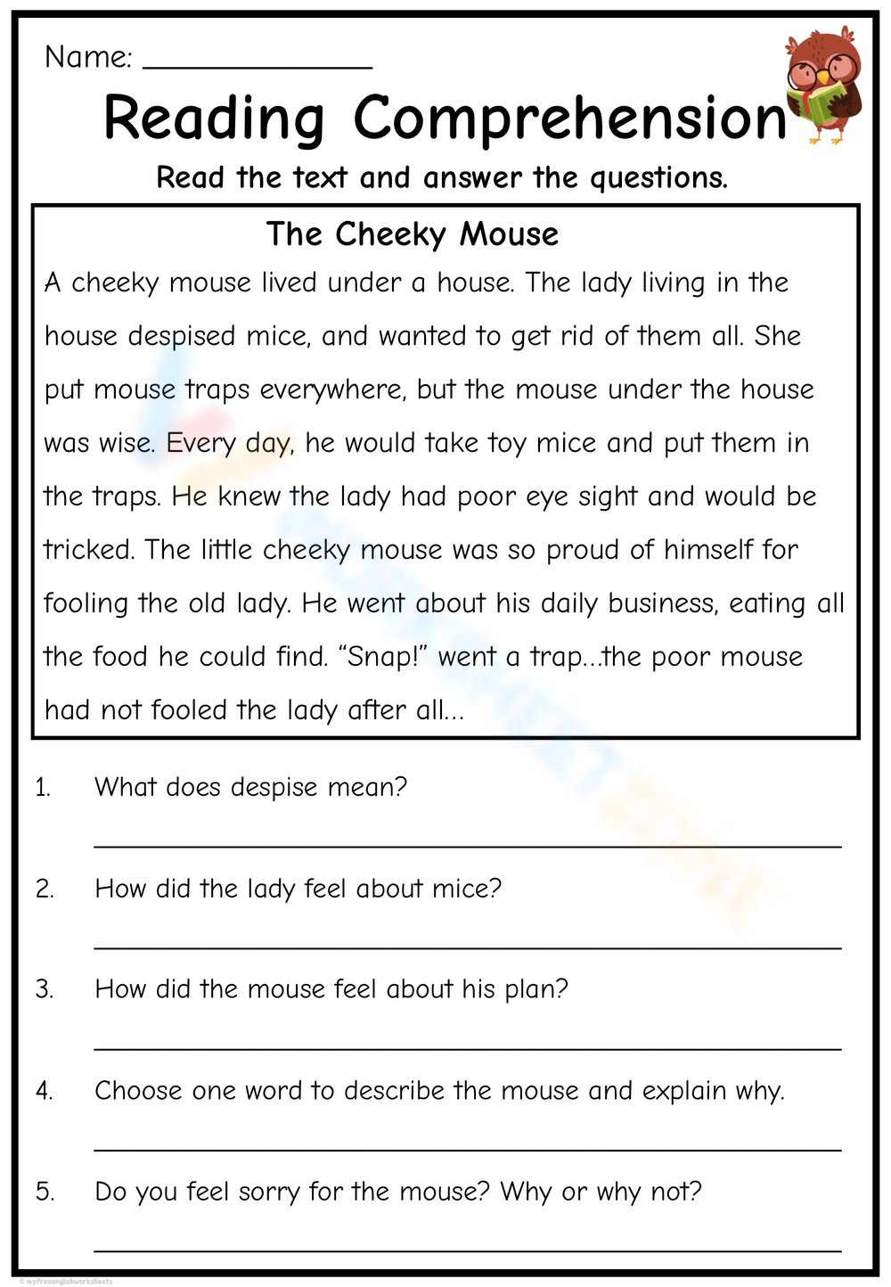 Short Story Worksheets &amp;amp; Printable in Funny Moral Stories Comprehension Test Worksheets Grade 7