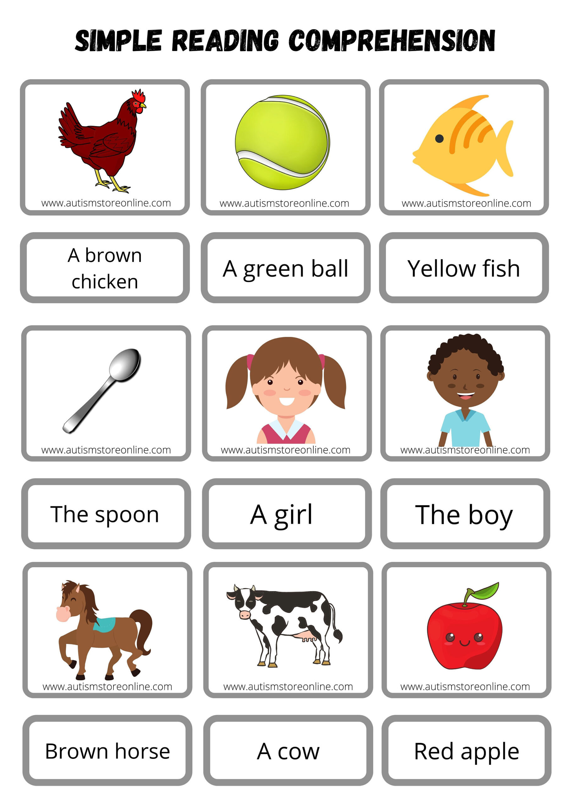 Simple Reading Comprehension With Pictures / Reading / Autism in Autism Reading Comprehension Worksheets