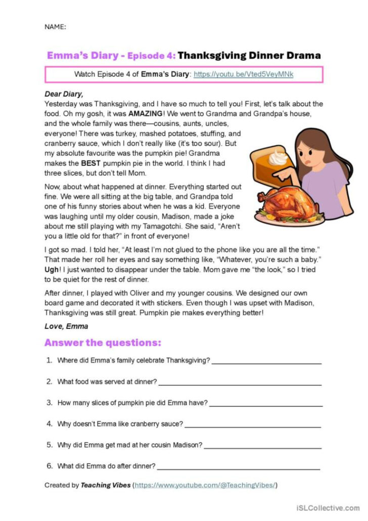 Drama Reading Comprehension Worksheets