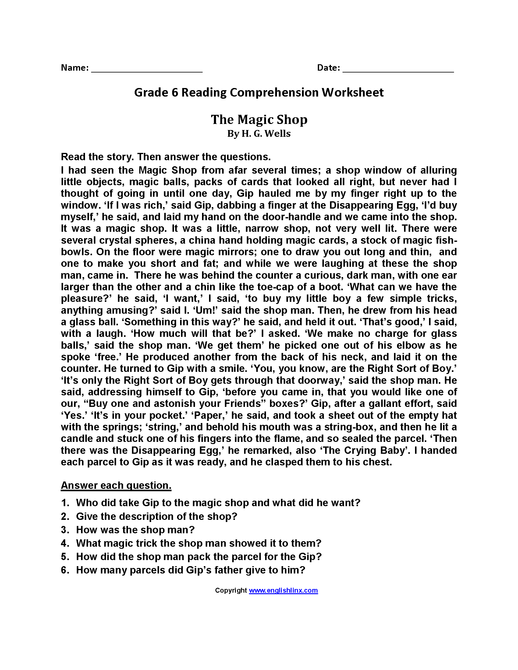 Sixth Grade Reading Worksheets | Vocabulary &amp;amp; Fluency Practice (Pdf) throughout Year 6 Comprehension Worksheets