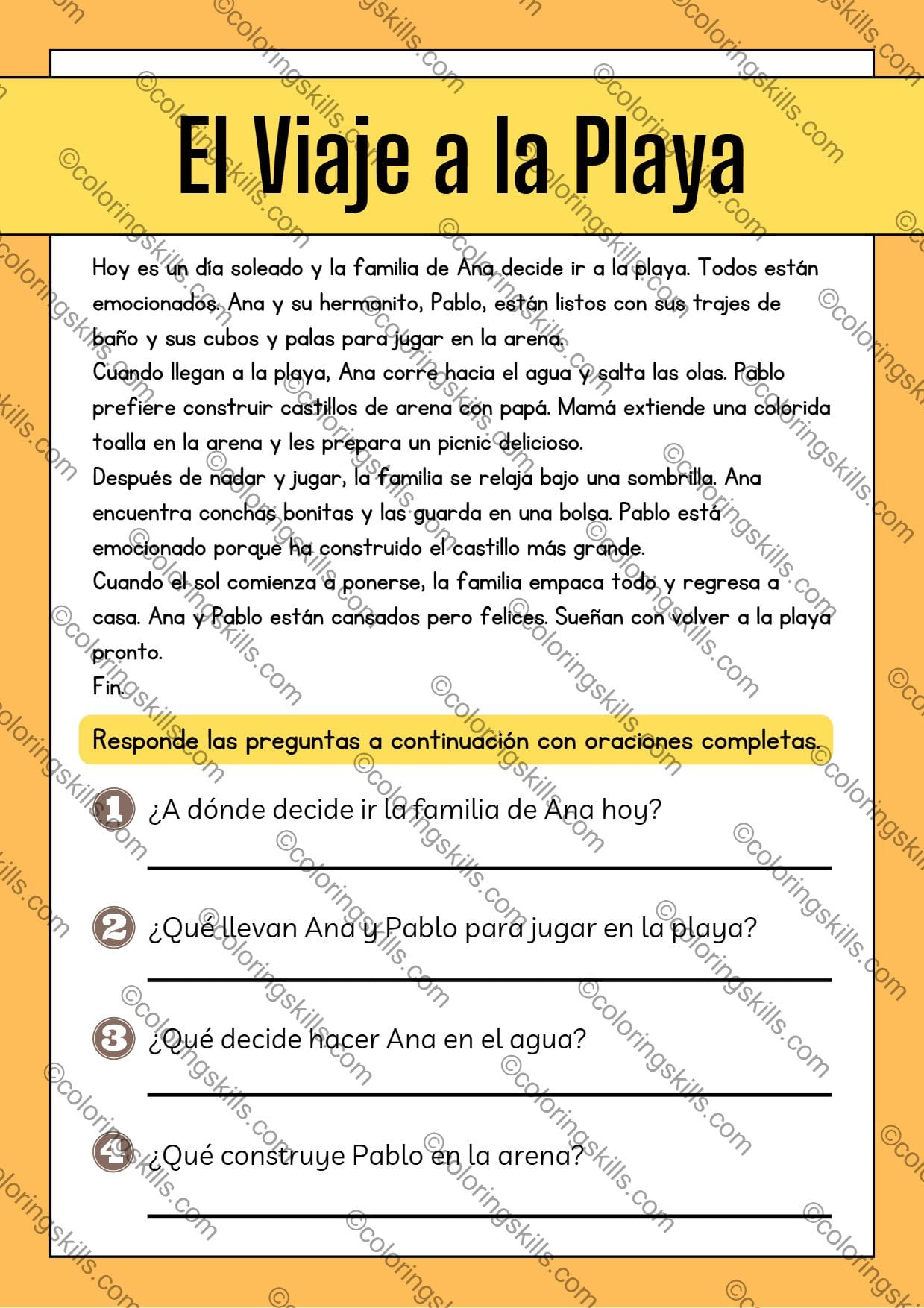 Spanish Reading Comprehension Passages For 1St To 5Th Grade | Pdf inside 3rd Grade Spanish Reading Comprehension Worksheets