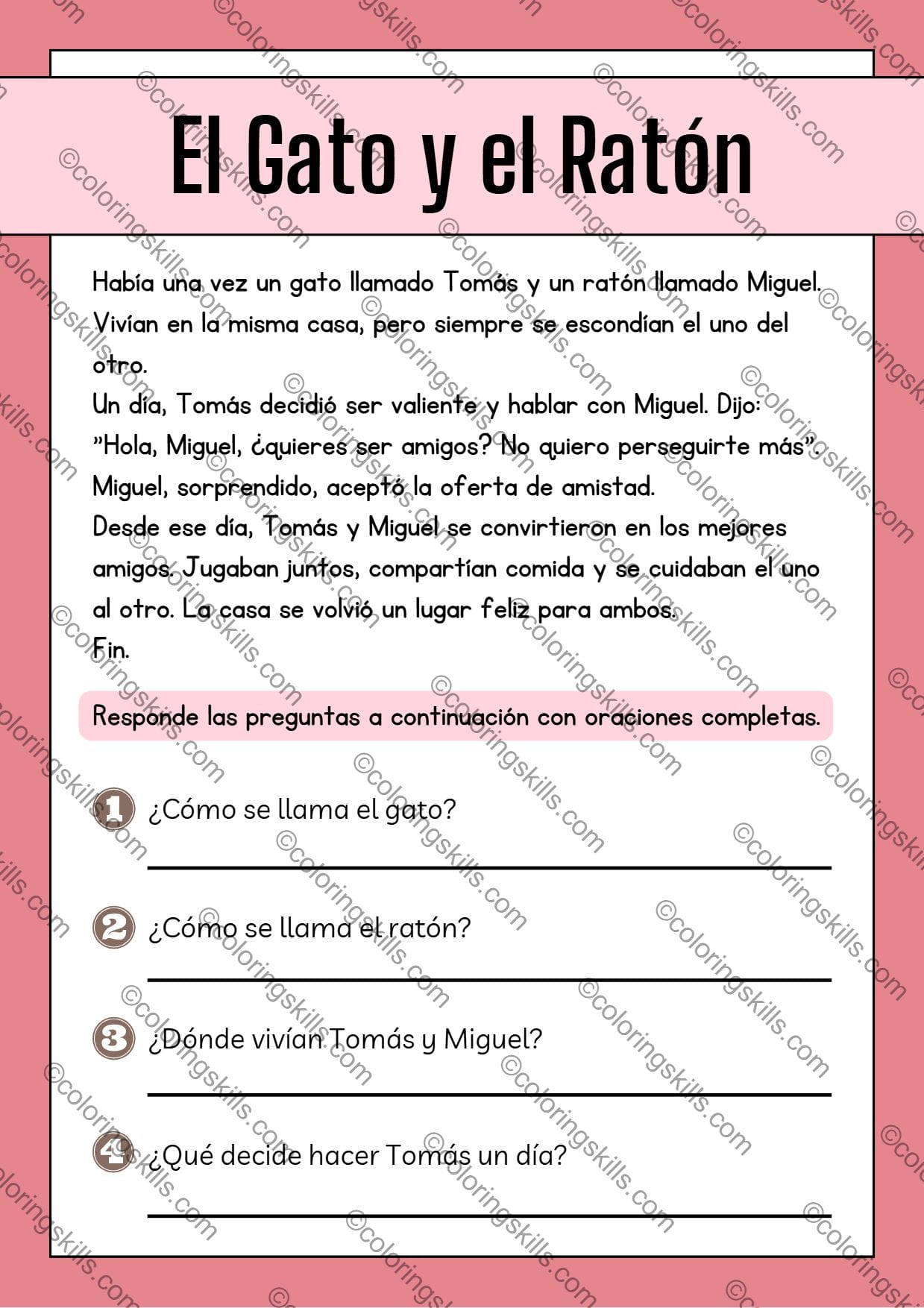 Spanish Reading Comprehension Passages For 1St To 5Th Grade | Pdf pertaining to 3Rd Grade Spanish Reading Comprehension Worksheets