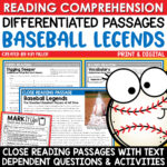 Spring Baseball Close Reading Comprehension Passages & Questions With Baseball Passage Reading Comprehension Worksheets