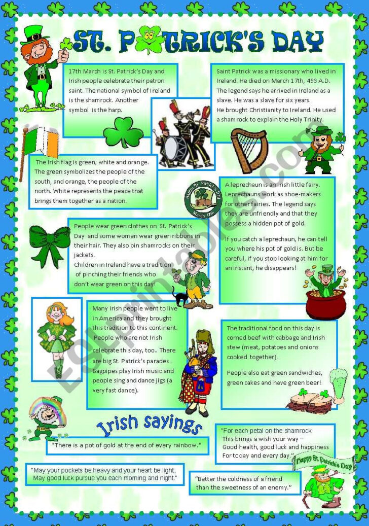 Saint Patrick’s Day Reading Comprehension Worksheets