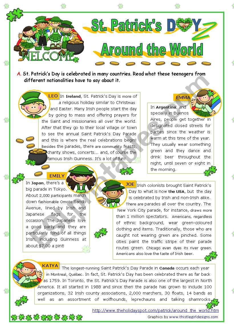 St. Patrick´s Day Set (3) - &amp;quot;St. Patrick´s Day Around The World inside Saint Patrick&amp;amp;#039;s Day Reading Comprehension Worksheets
