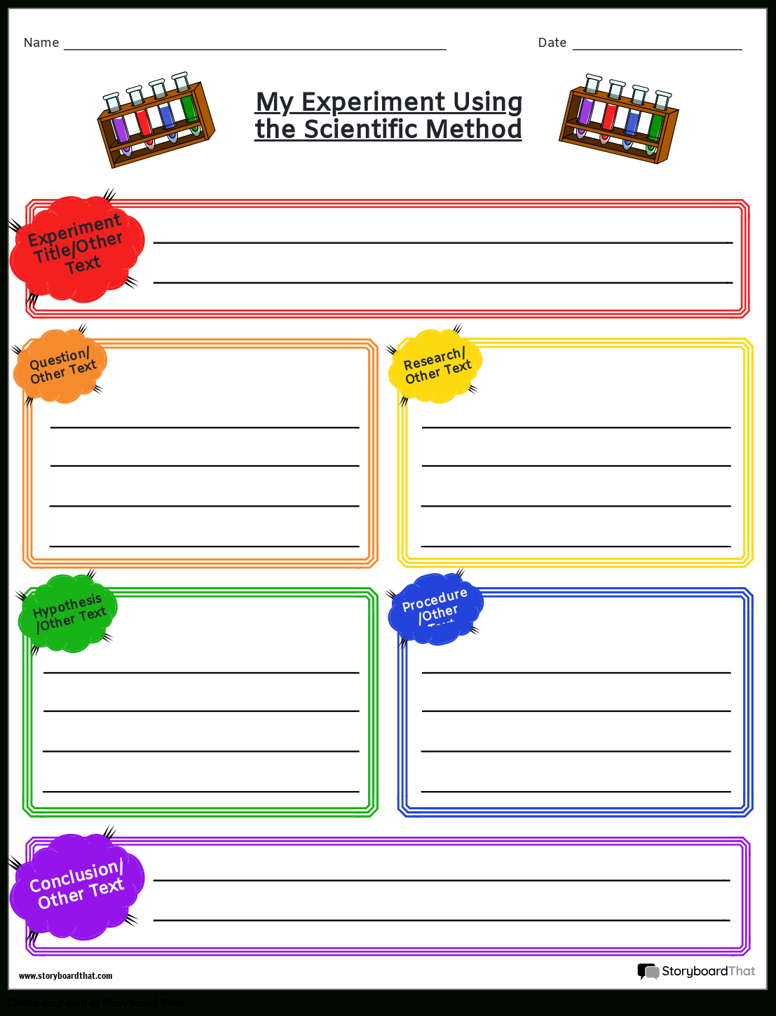 Storyboard That: Customizable Scientific Method Worksheets with regard to Scientific Method Reading Comprehension Worksheets Middle School