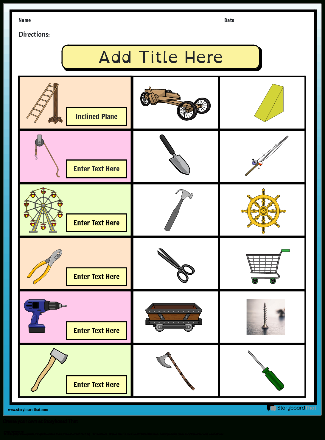 Storyboard That: Free Simple Machines Worksheets for Simple Machines Reading Comprehension Worksheets