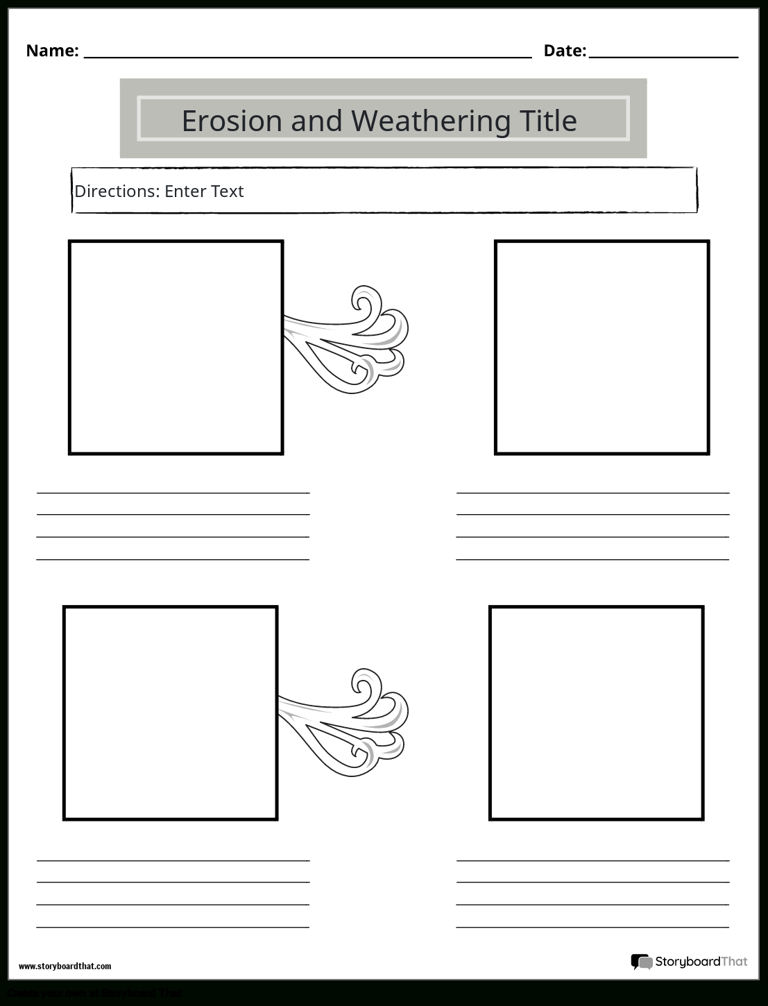 Storyboard That: Free Weathering Worksheets pertaining to Weathering and Erosion Reading Comprehension Worksheets