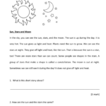Sun, Stars, Moon Worksheet: Reading, Grammar, Writing Intended For Reading Comprehension Constellations Worksheets