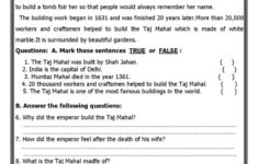 Taj Mahal Reading For Detail (Deep…: English Esl Worksheets Pdf &amp; Doc intended for Taj Mahal Reading Comprehension Worksheet