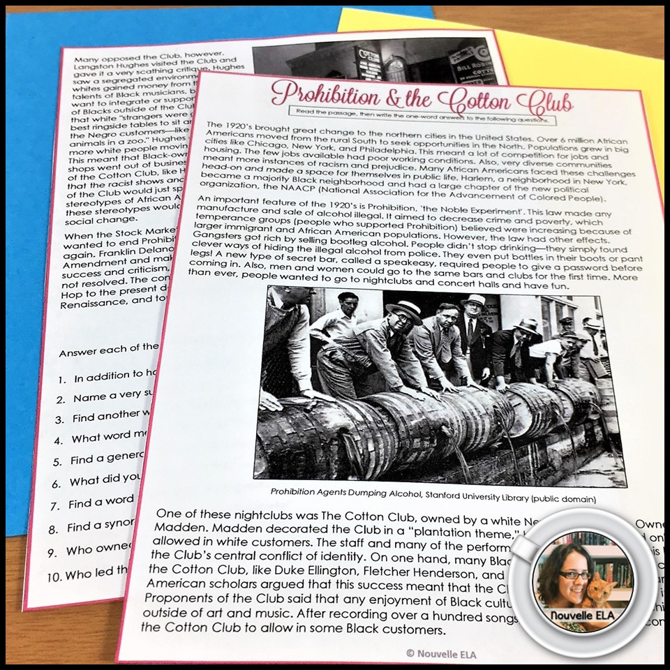 Teaching The Harlem Renaissance With Intention - The Secondary within Harlem Renaissance Reading Comprehension Worksheets