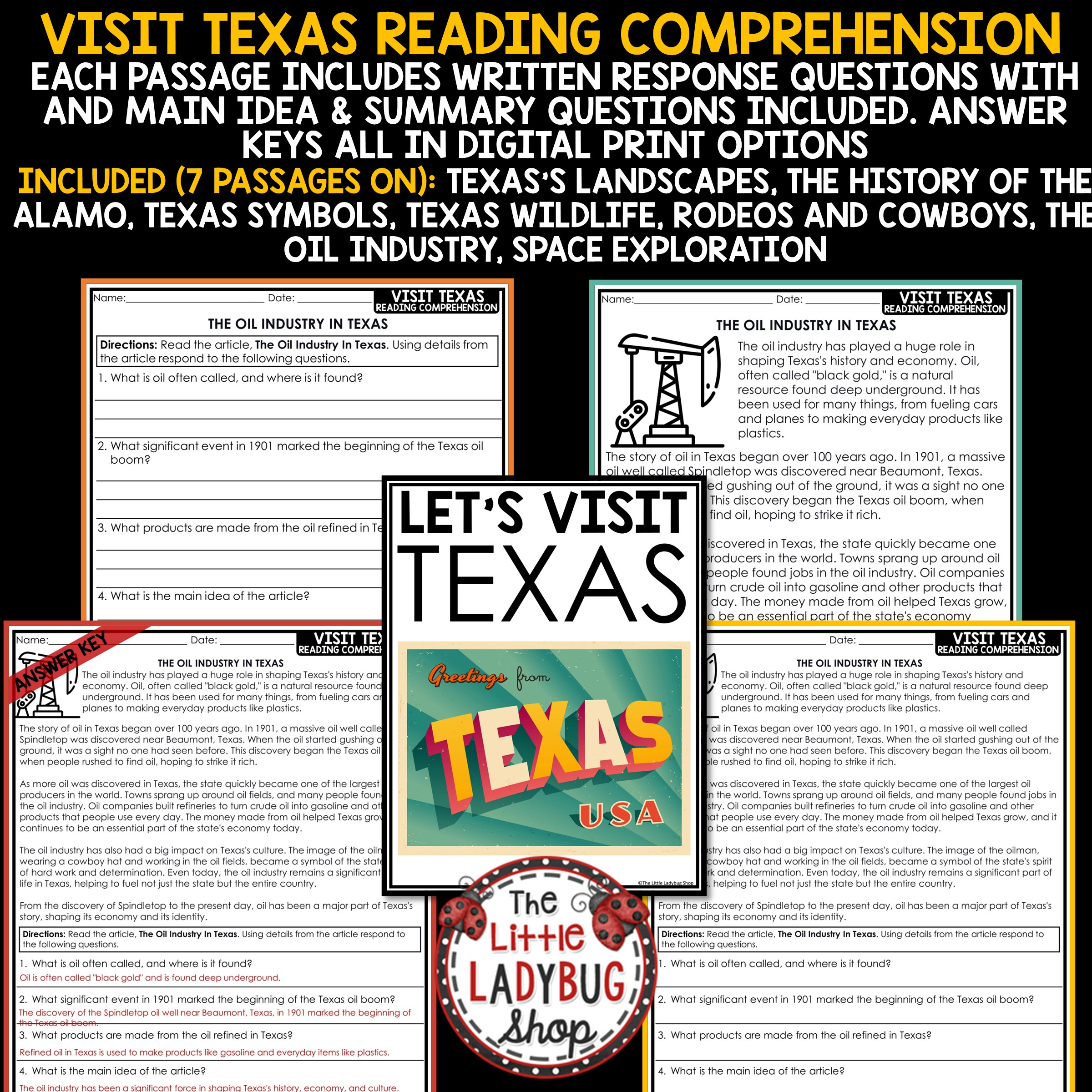 Texas Reading Comprehension Passages 3Rd 4Th Grade - The Little throughout Texas Revolution Reading Comprehension Worksheets
