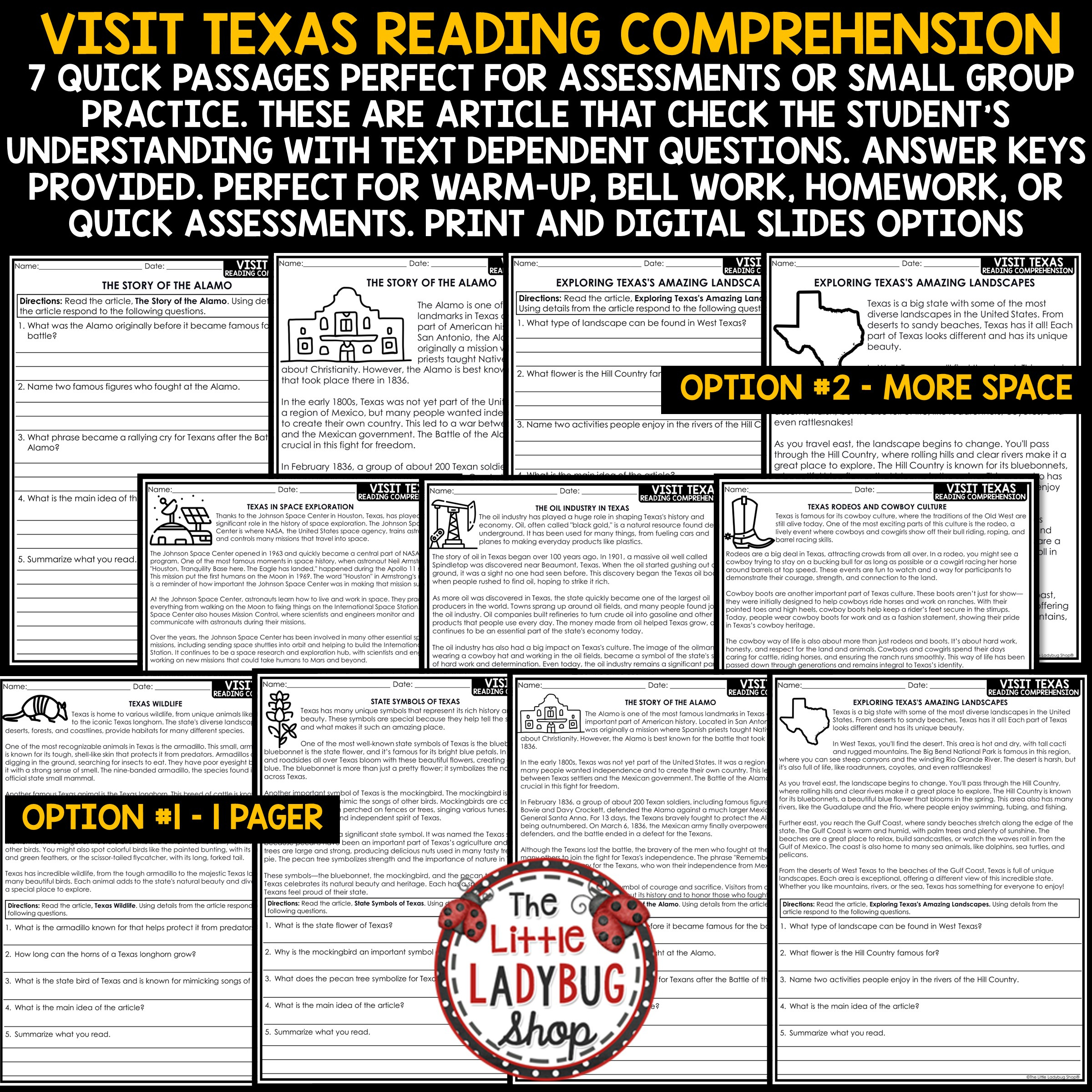 Texas Reading Comprehension Passages 3Rd 4Th Grade - The Little with regard to The Alamo Reading Comprehension Worksheet