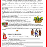 Thanksgiving & Key Reading For Deta…: English Esl Worksheets Pdf & Doc With Reading Comprehension Worksheets Thanksgiving