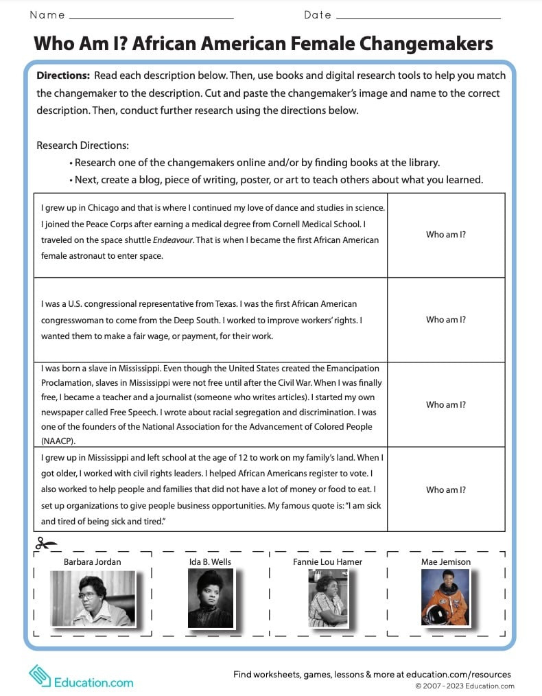 The Best Worksheets For Teaching Kids About Black History Month with regard to Harlem Renaissance Reading Comprehension Worksheets