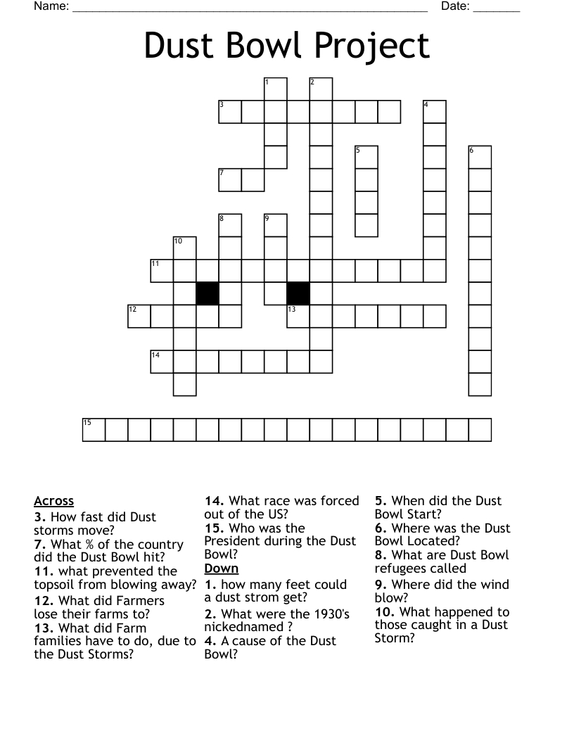 The Dust Bowl Word Search - Wordmint throughout Dust Bowl Reading Comprehension Worksheets