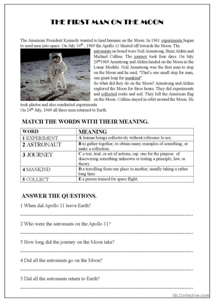 Moon Reading Comprehension Worksheets