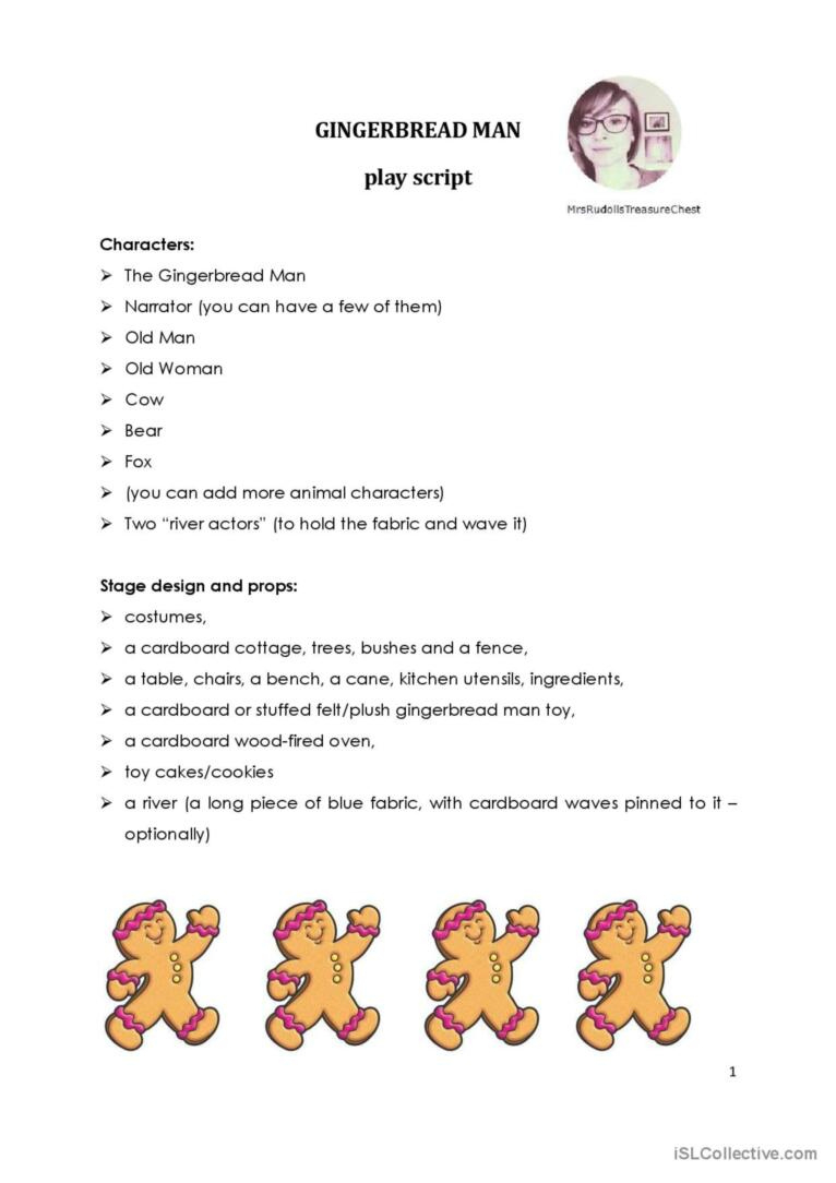 The Gingerbread Man - Play Script So…: English Esl Worksheets Pdf with Playscript Comprehension Worksheets