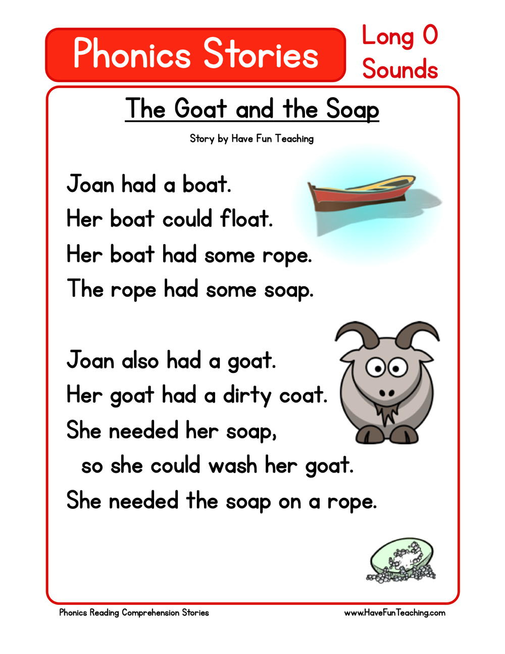 The Goat And The Soap Phonics Reading Comprehension Story with regard to Large Print Reading Comprehension Passages Worksheets