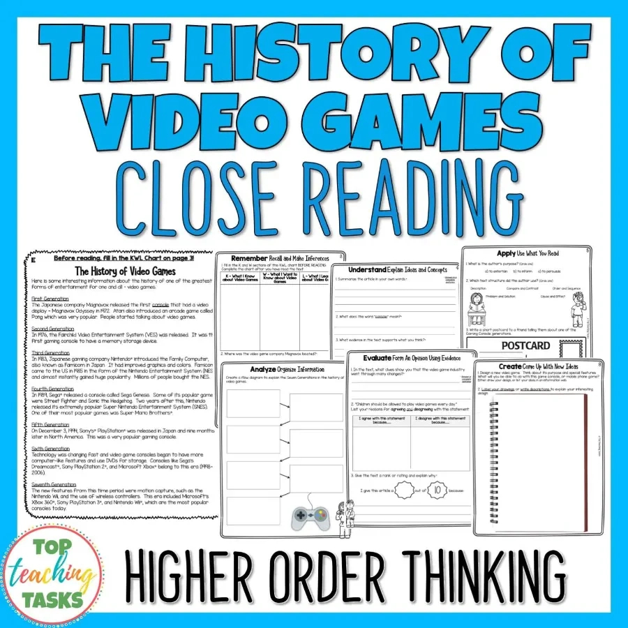 The History Of Video Games Reading Comprehension Passages And Questions throughout Video Games Reading Comprehension Worksheet