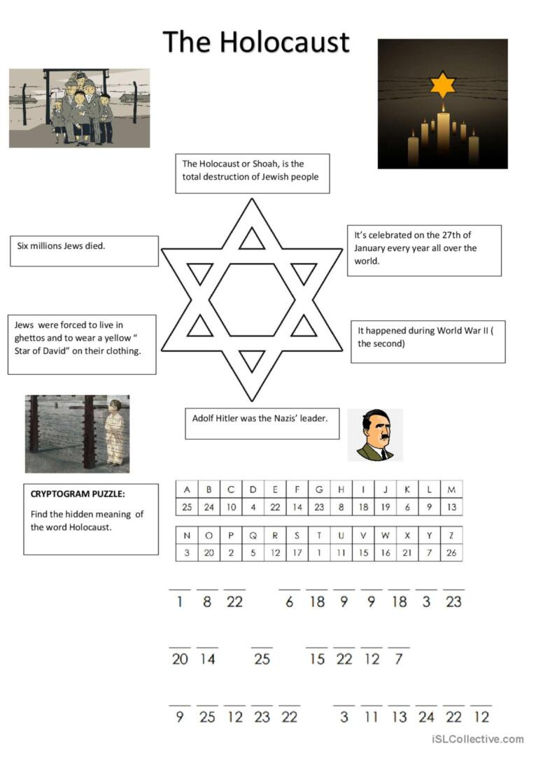 The &amp;quot;Holocaust&amp;quot; A Short Reading On T…: English Esl Worksheets Pdf in Holocaust Reading Comprehension Worksheets