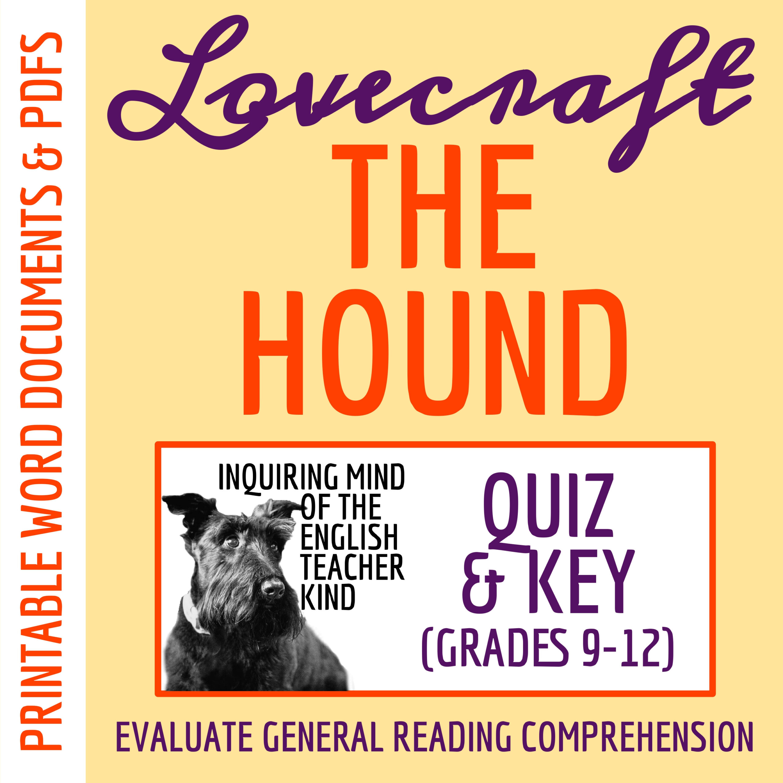 The Houndh.p. Lovecraft Quiz And Answer Key (Halloween Horror with Curious Mind Reading Comprehension Worksheets
