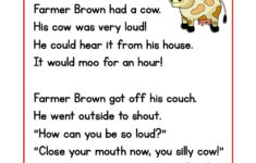 The Loud Cow Phonics Reading Comprehension Story Worksheet - Ow intended for Fun Reading Comprehension Worksheets