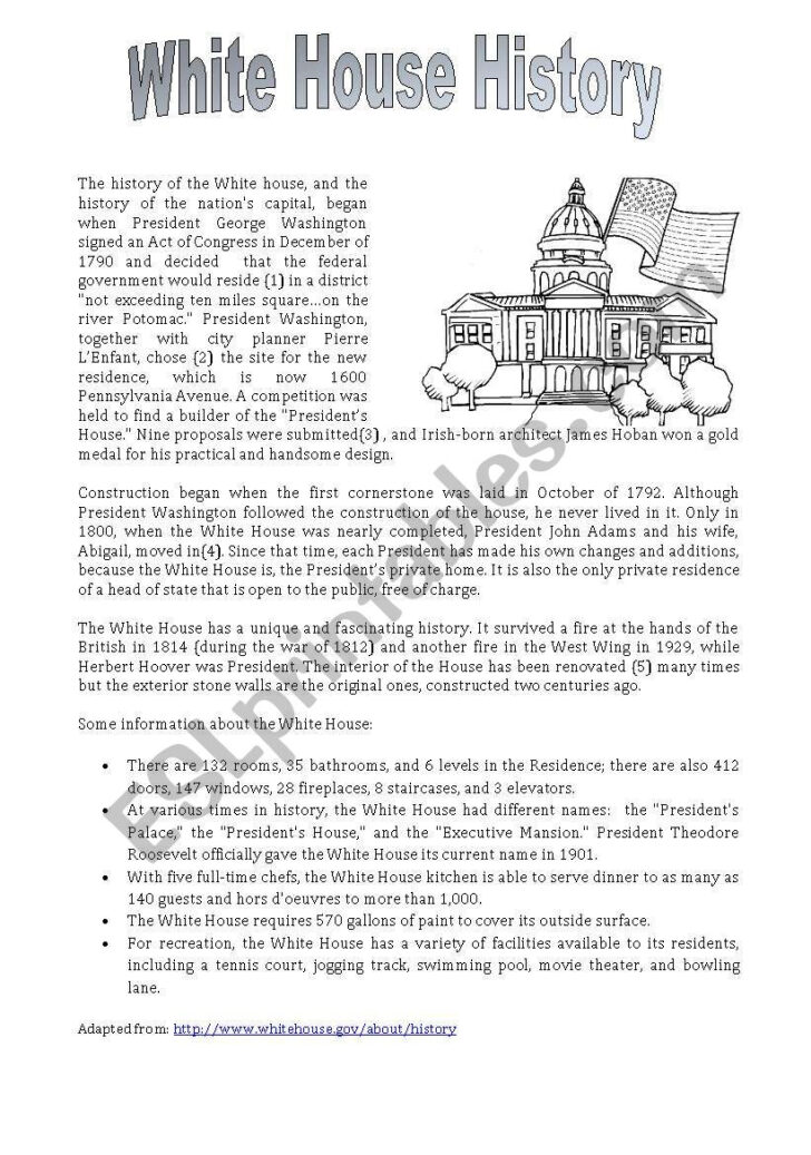 White House Reading Comprehension Worksheet White House Reading Comprehension Worksheet