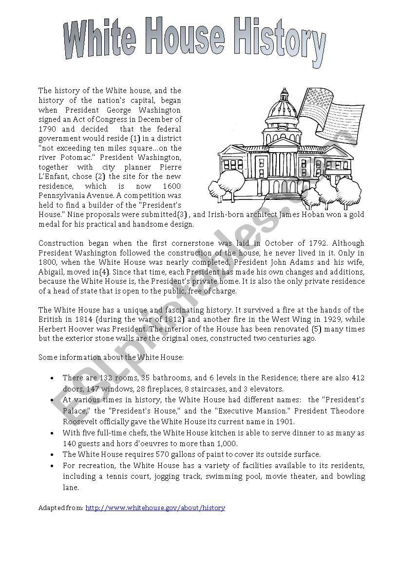 The White House - Reading Plus Exercises - Esl Worksheetolaola within White House Reading Comprehension Worksheet