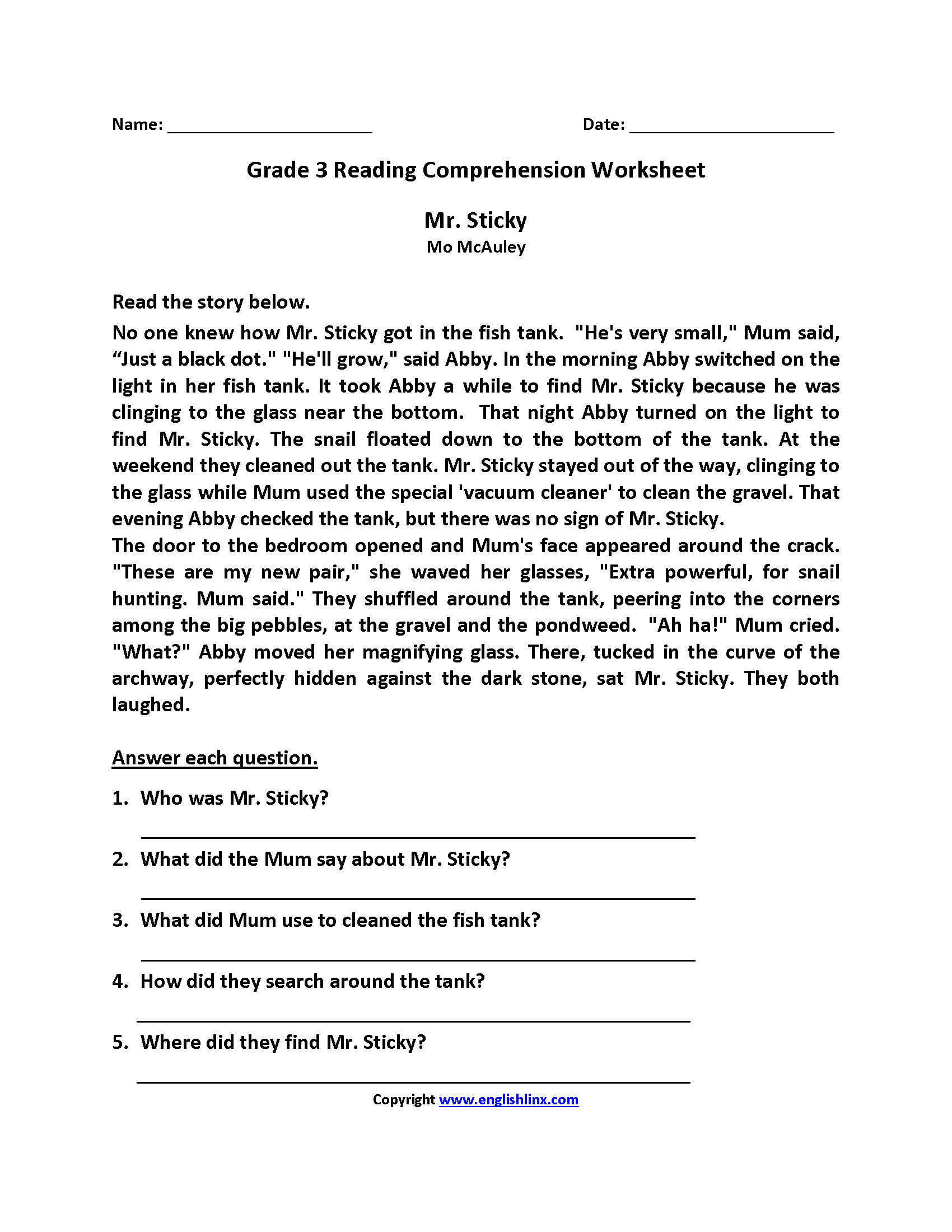 Third Grade Reading Worksheets | Improve Fluency &amp;amp; Vocabulary throughout 3Rd Grade Ela Reading Comprehension Worksheets