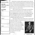 Thomas Edison Reading Packet Pertaining To Thomas Edison Reading Comprehension Worksheet