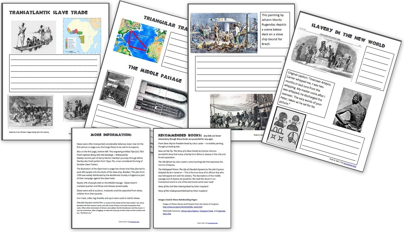Transatlantic Slave Trade: Notebook Pages - Homeschool Den with regard to Modern Slavery Reading Comprehension Worksheets High School