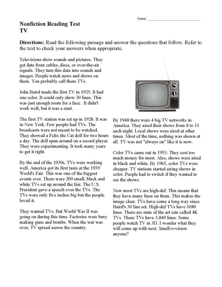Non Fiction Reading Comprehension Worksheets Super Teacher
