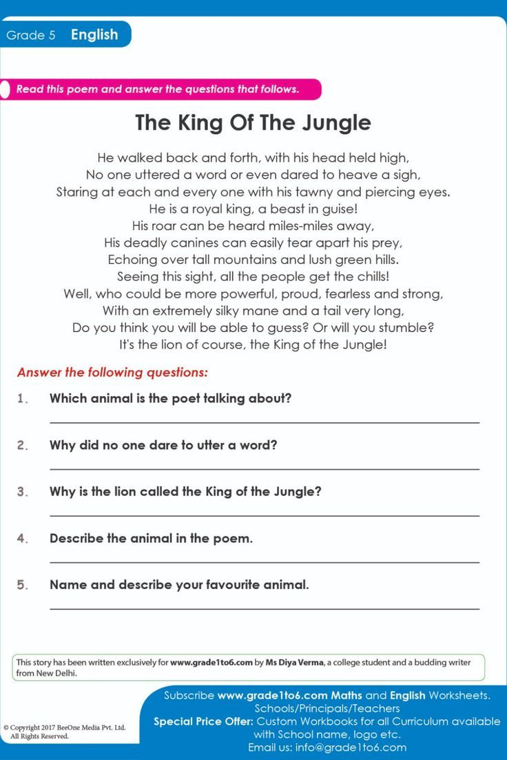 Unseen Passage For Class 5 And 6. regarding Reading Comprehension For Class 5 Worksheet