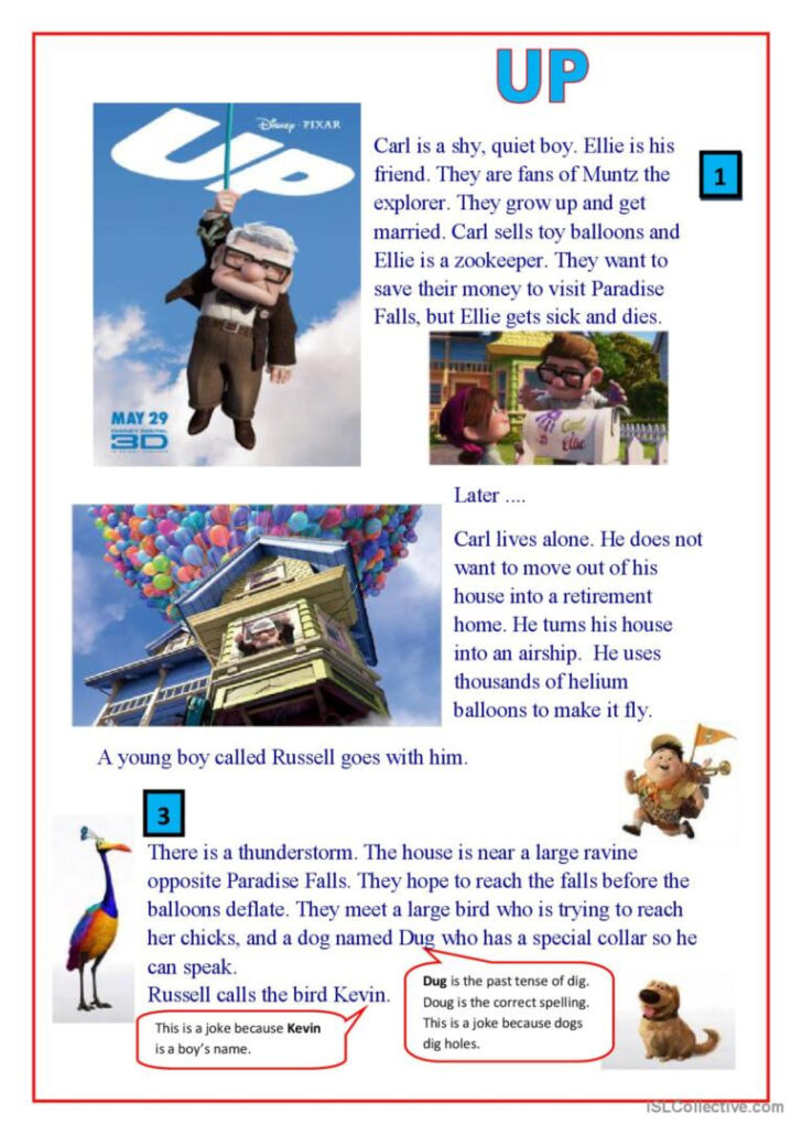 Disney Reading Comprehension Story Worksheets