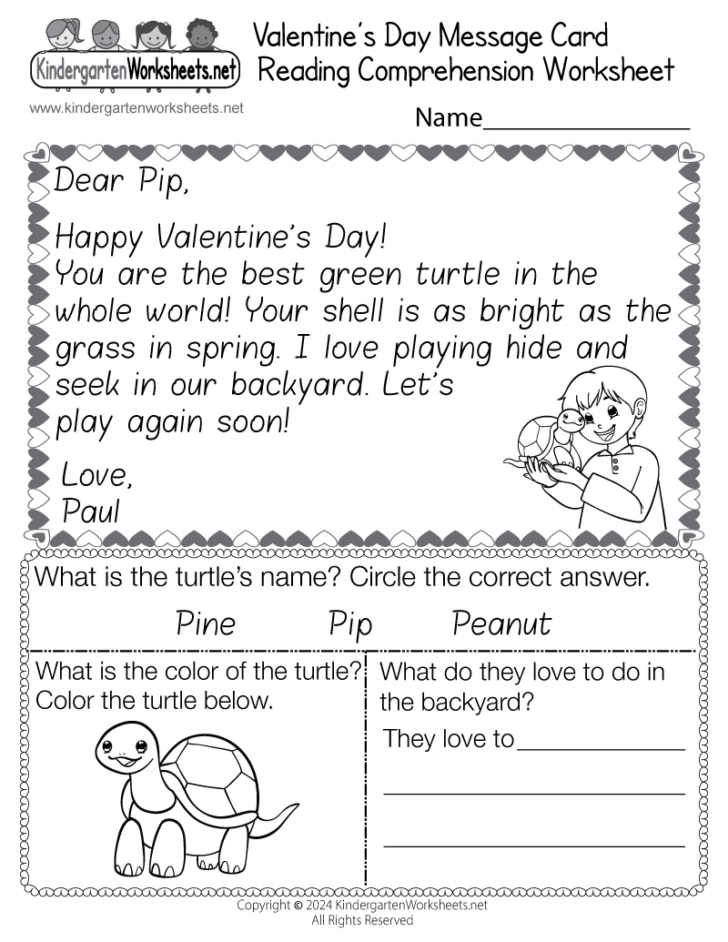 Reading Comprehension Worksheets For Kindergarten Students