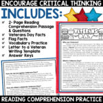 Veterans Day Activities Reading Comprehension Writing Cards 3Rd Regarding Veterans Day Reading Comprehension Worksheet