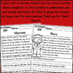 Veterans Day Holidays Reading Comprehension Passages K 2   Classful Inside Veterans Day Reading Comprehension Worksheet