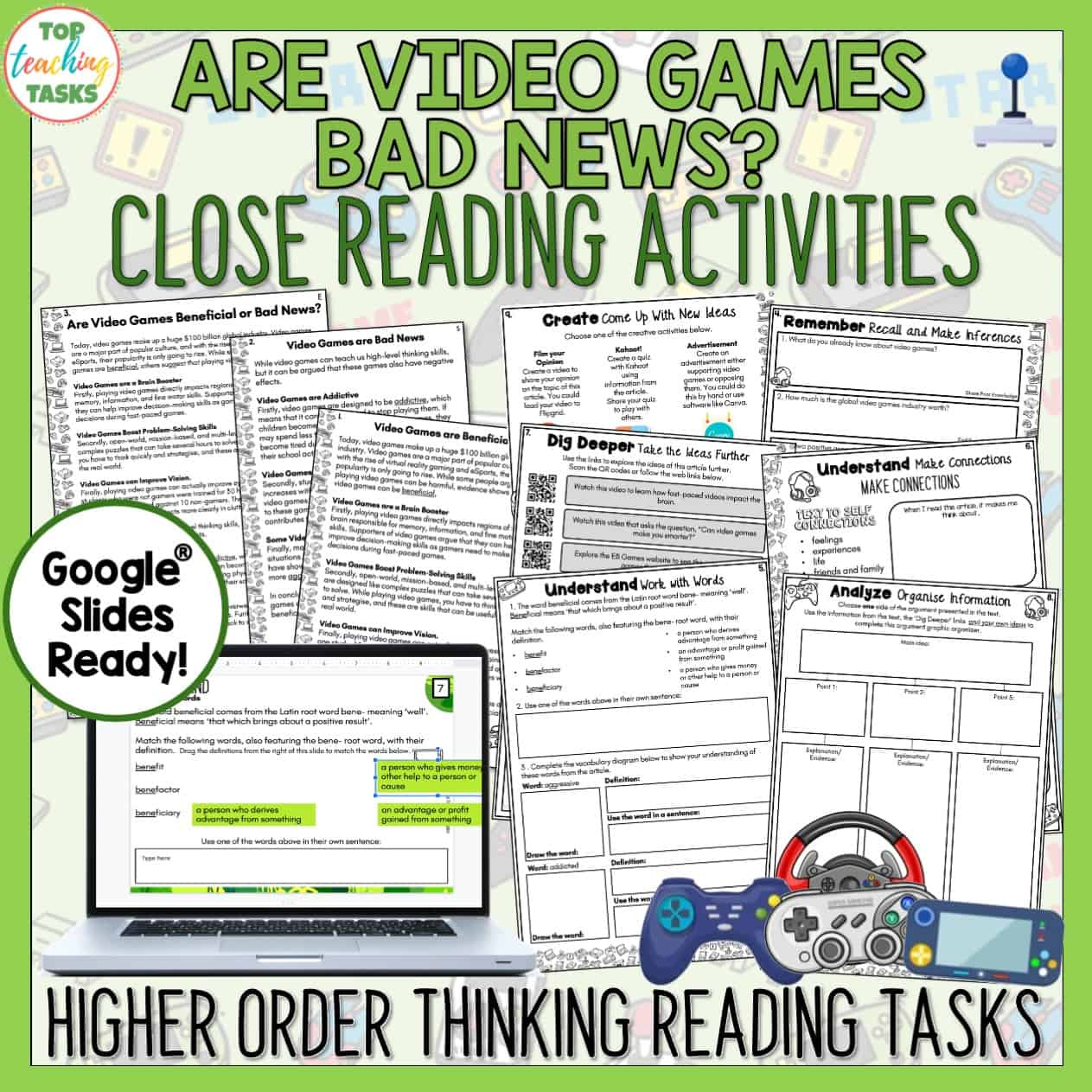 Video Games Argument Reading Comprehension Passages | Video Games Activities throughout Video Games Reading Comprehension Worksheet