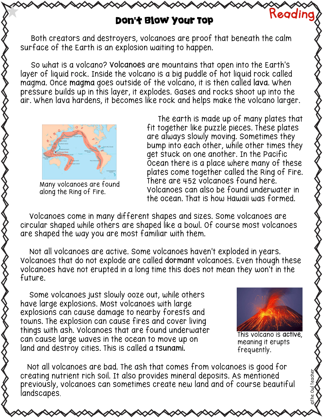 Volcanoes Science Investigation Booklet Printable &amp;amp; Digital - The Owl Teacher throughout Volcanoes Reading Comprehension Worksheet
