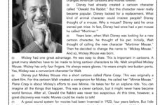 Walt Disney, Moviemaking Pioneer- Reading Comprehension Passage for Disney Reading Comprehension Story Worksheets