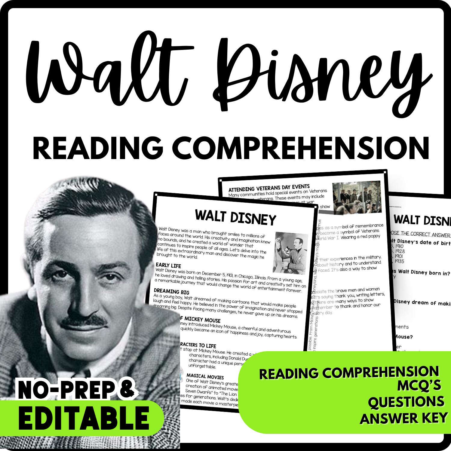 Walt Disney Reading Comprehension Worksheet with Disney Reading Comprehension Story Worksheets