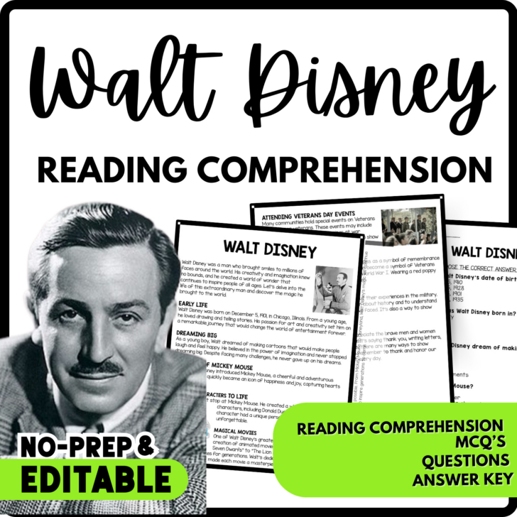 Walt Disney Reading Comprehension Worksheets