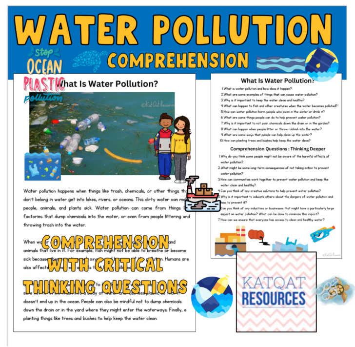 Water Pollution Comprehension Worksheets