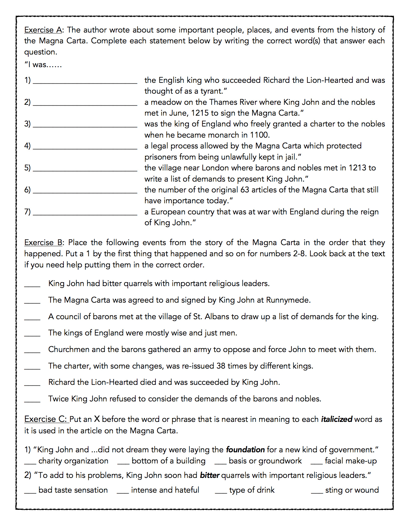 What Was The Magna Carta?- Reading Comprehension Passage - Classful with regard to Magna Carta Reading Comprehension Worksheet